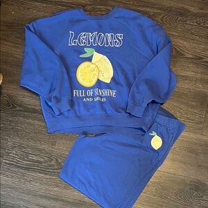 Grayson Threads Blue Lemon Graphic Sweatshirt and Pants Set